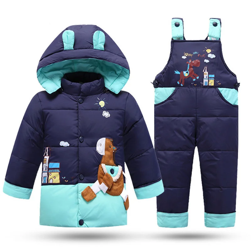 2021 winter children girls clothing set duck down jacket sets pants hooded baby girl boy clothes coat Pony pattern kids enfant | Детская
