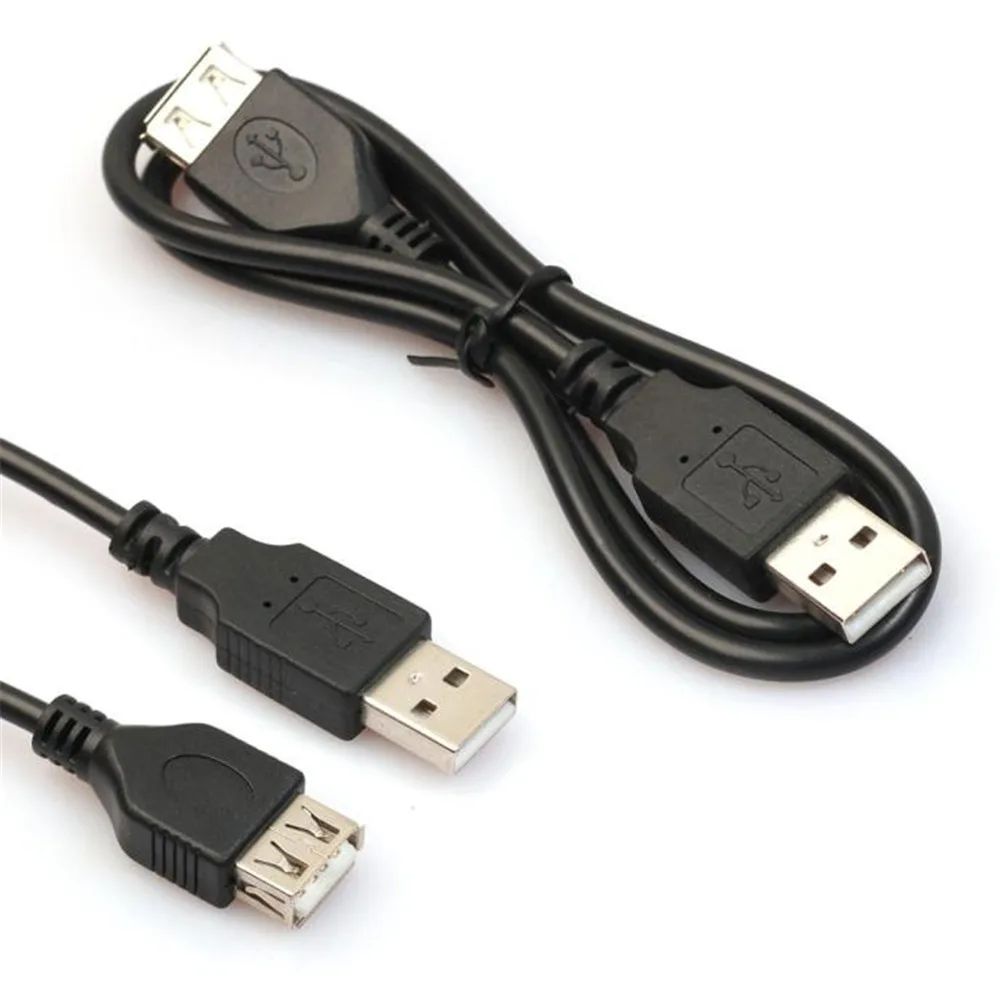 2 фута/60 см черный USB штекер на гнездо удлинитель данных M/F Кабель-адаптер для