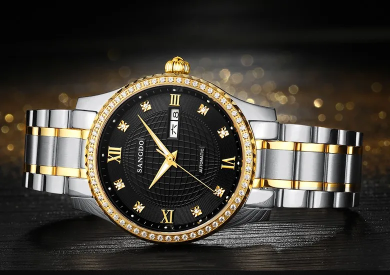 Мужские часы Sangdo BZD02A Роскошные автоматические с сапфировым стеклом и самоходным