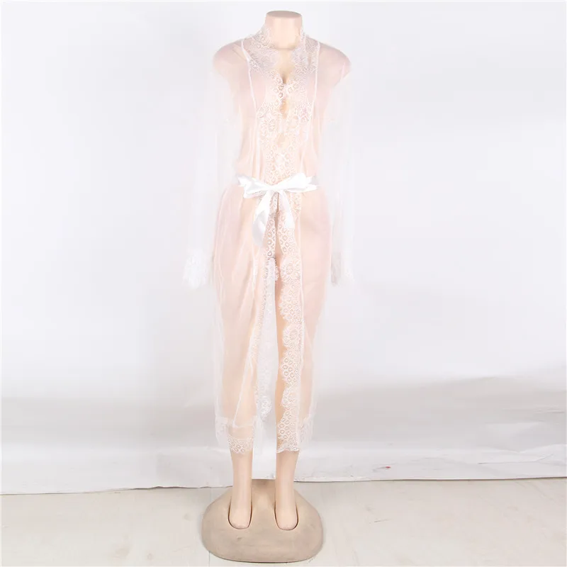 Comeonlover Dessous сексуальная прозрачная Пижама, платье, сексуальное, размера плюс 5XL, Длинные Кружевные ночные рубашки, нижнее белье, халат RI80507
