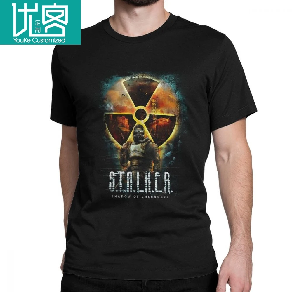 Casual Tees Shirts Stalker Shadow of Chernobyl Cool T Men's Organnic Cotton Short Sleeve Solid T-Shirt Round Collar | Мужская одежда