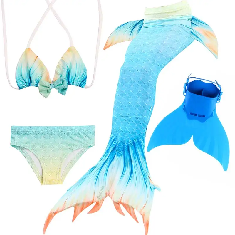 Костюм Русалки для девочек малышей детей хвост русалки с Моноласты плавания фото