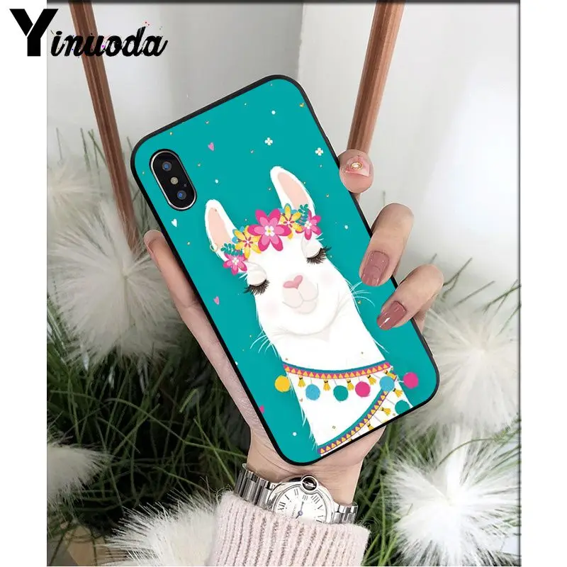 A14 Yinuoda лама Alpacas животное умный чехол черный мягкий чехол для телефона для iPhone X XS MAX 6 6S 7 7plus 8 8Plus 5 5S XR - Цвет: A14