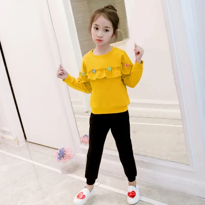 picture color Комплект одежды для девочек, рубашка с котом+ леггинсы, осенний костюм из 2 предметов для девочек, зимняя детская одежда, повседневная одежда для девочек-подростков 2, 4, 6, 8 лет - Цвет: picture color