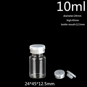 Бесплатная доставка 2000 шт.лот диаметр 24 мм 10 мл 12 мл 15 мл прозрачная стеклянная флакон для инъекций с откидной крышкой, стеклянные бутылки 13 унции