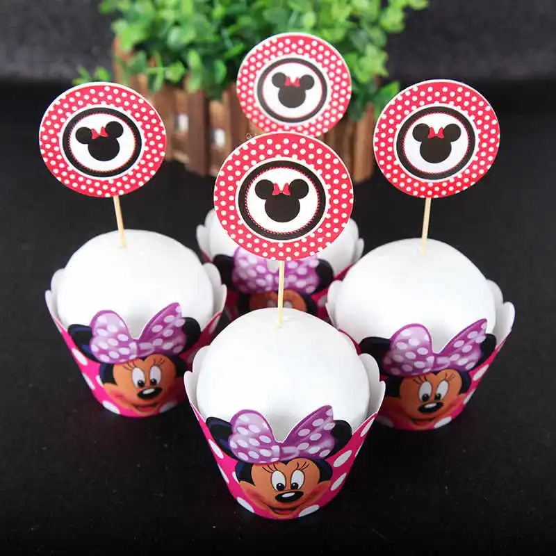 Minnie Mouse Theme beautiful Disposable Birthday Party Decorations Kids Girl Party Supplies Decoration Tableware Set