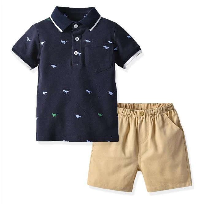 VIMIKID 2019 New Boy Clothes Suit Short-sleeved Polo Shirt Shorts 2 Piece Set Children's Gentleman Casual Glasses Bag | Детская