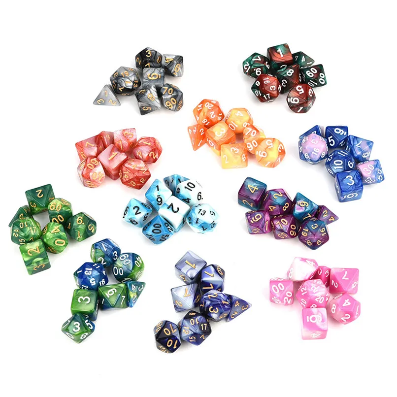 7 шт./компл. игра в кости TRPG игра многогранные D4-D20 мульти-сторонее акриловое кости 11 Цвета#2o23