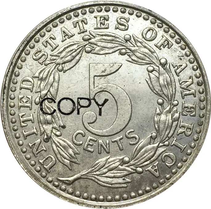 Соединенные Штаты Америки, 1896 5C, 5 центов, Либерти и плюрибус унум, латунная, копия из никеля монета