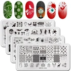 Трафареты для ногтей, с рождественскими снежинками, для Хэллоуина, пластина для стемпинга для нейл-арта, 1 шт.