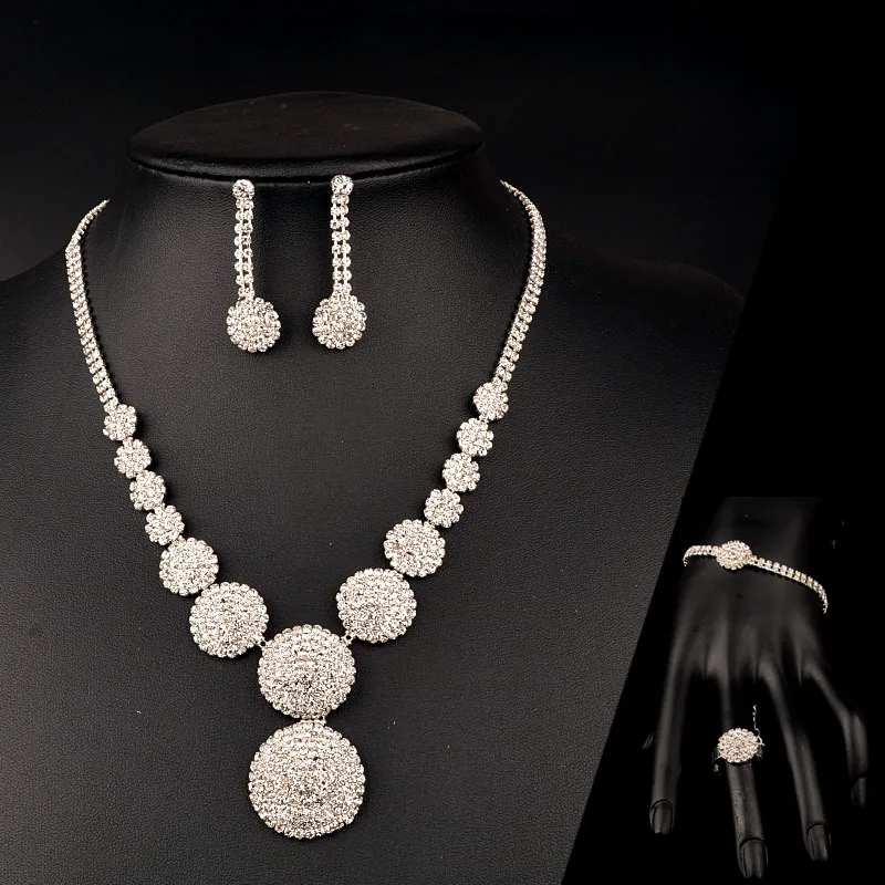 

Luxury Statement Neckalace Set Elegant Round Big Pendant Design Women Wedding Bridal Jewelry Vestidos Shiny Crystal Neckla