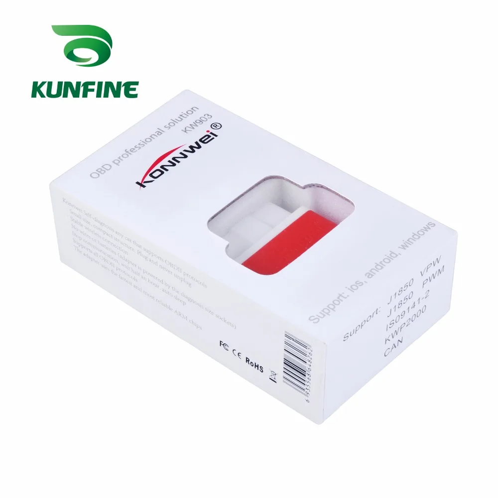 KUNFINE KW903 Bluetooth 3,0 OBD2 сканер считыватель кодов стирание ошибок OBD 2 ELM 327 ELM327 для Android авто автомобильный инструмент
