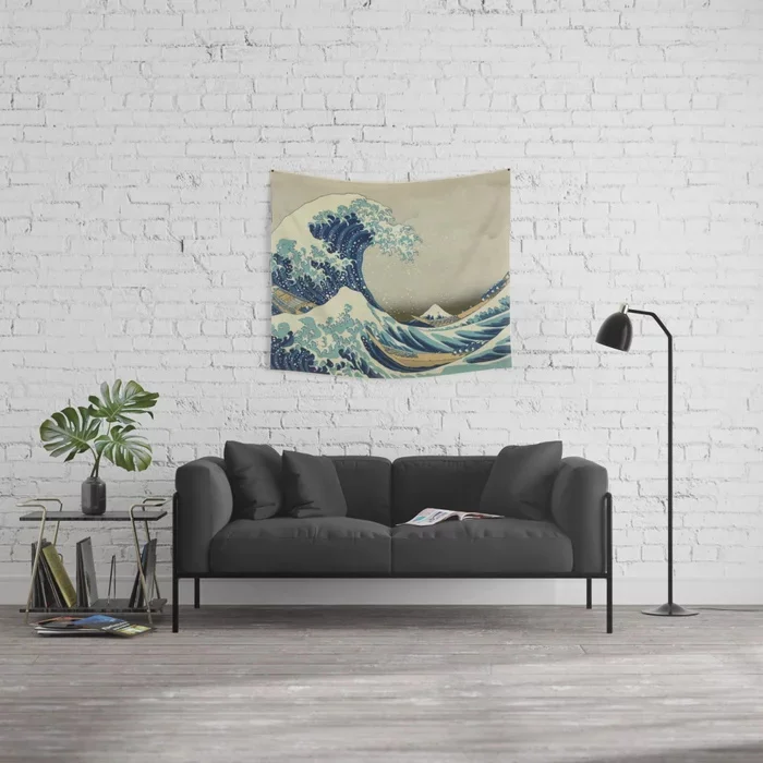 Классический японский настенный гобелен с надписью Great Wave off Kanagawa от Hokusai пляжное