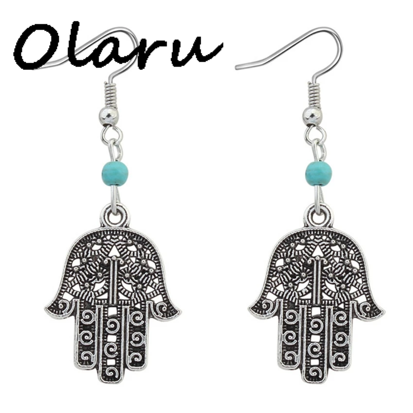 Украшения oLARU Тибет трендовые тибетские Серебристые камни пальмовые бусы