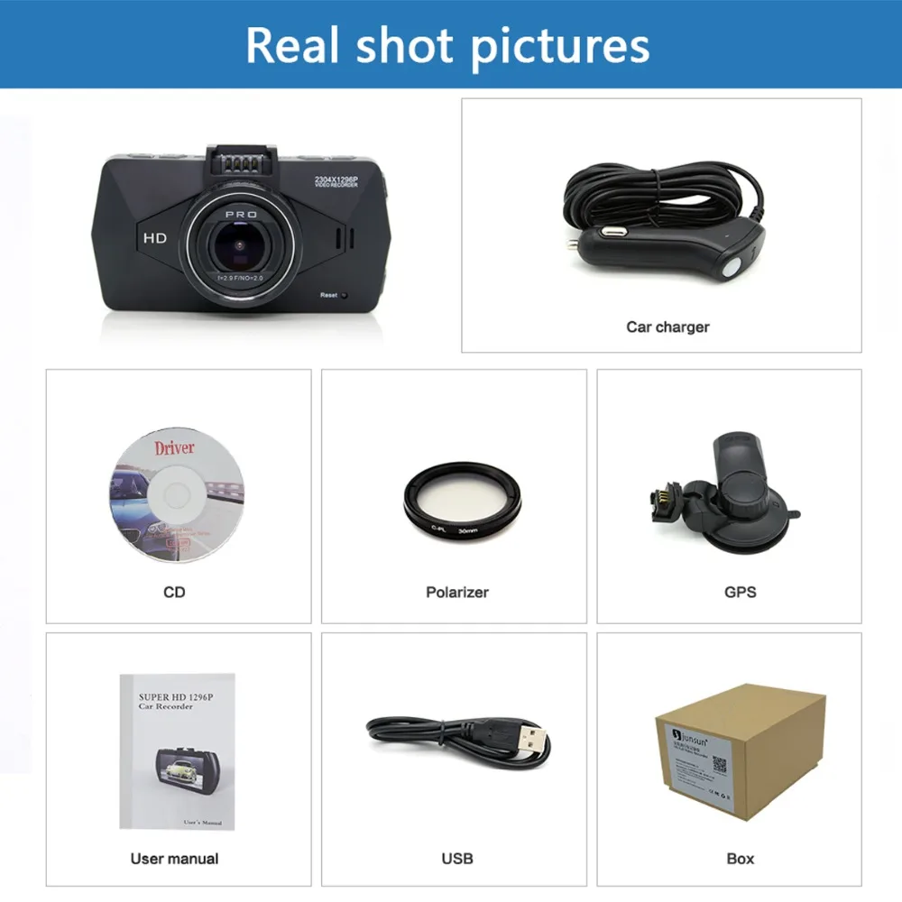 Junsun A99 Автомобильный видеорегистратор Камера Ambarella A7 с GPS Logger регистраторы Full HD 1080