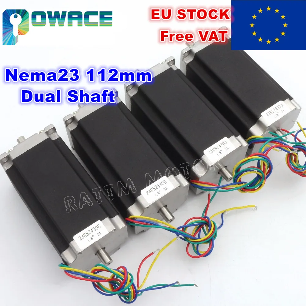 

4Pcs Nema 23 CNC Stepper Motor 112mm 425 Oz-in Dual Shaft 3A 23HS2430B