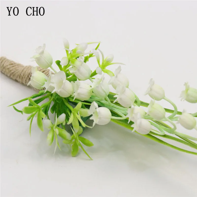 YO CHO Corsage свадебная бутоньерка для жениха искусственные шелковые цветы белые