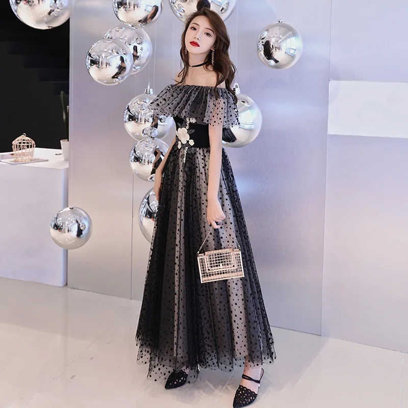 Черное серое длинное платье Чонсам с открытыми плечами Vestidos чонсам восточные