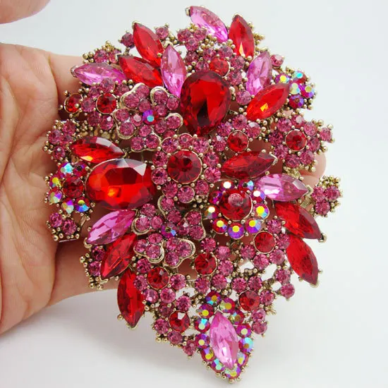 TTjewelry 3 94 &quotМода Двойные капли цветок искусство бриллиант булавка кулон розовый
