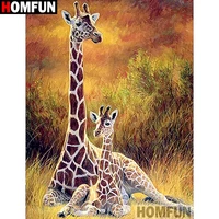 homfun full squareround drill 5d diy diamond painting animal giraffe embroidery cross stitch 3d home decor gift a13362