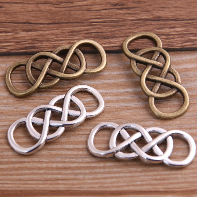 

10PCS 13*32mm Two Color Metal Alloy Four Circles Jewelry Connectors Charms For Bracelet Making