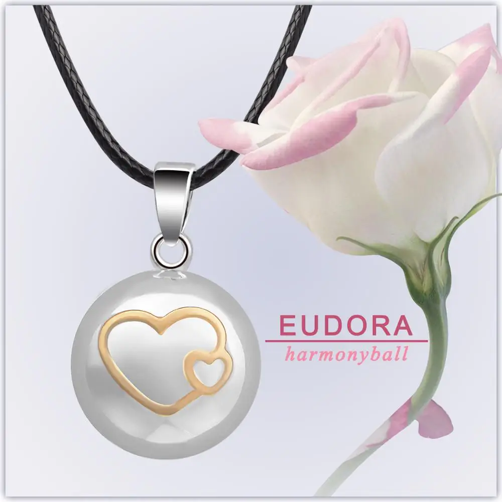 

6PCS/lot Lovely Hearts Maternity Pendant Music Sounds Wax Leather Necklace Fashion Copper Chime Ball Pendants Jewelry Wholesales