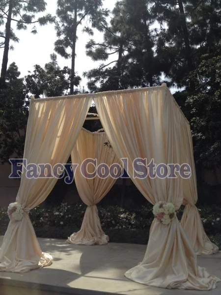 Goede Bruiloft Canopy Gordijn Met Stand Pavilion Frame Met Achtergrond Gordijn Champagne Kleur 10ft X 10ft X 10ft