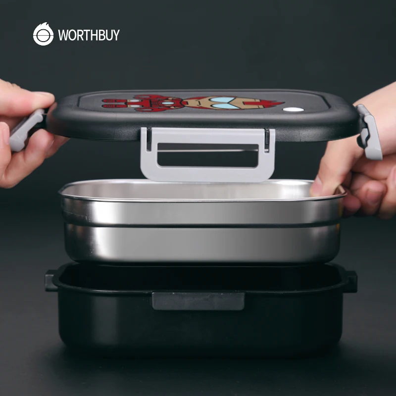 WORTHBUY милые коробка для обедов с мультипликацией детей японский 304 Нержавеющая