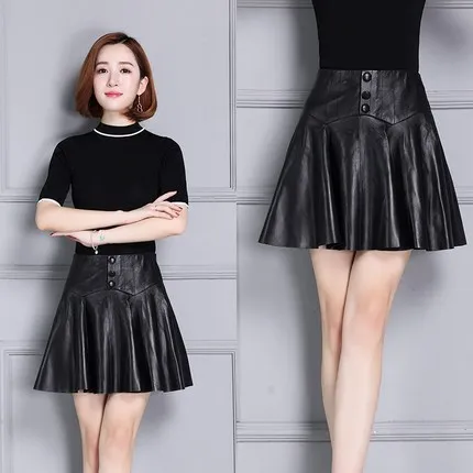 

Tao Ting Li Na New Pleated Leather Skirt 18K78