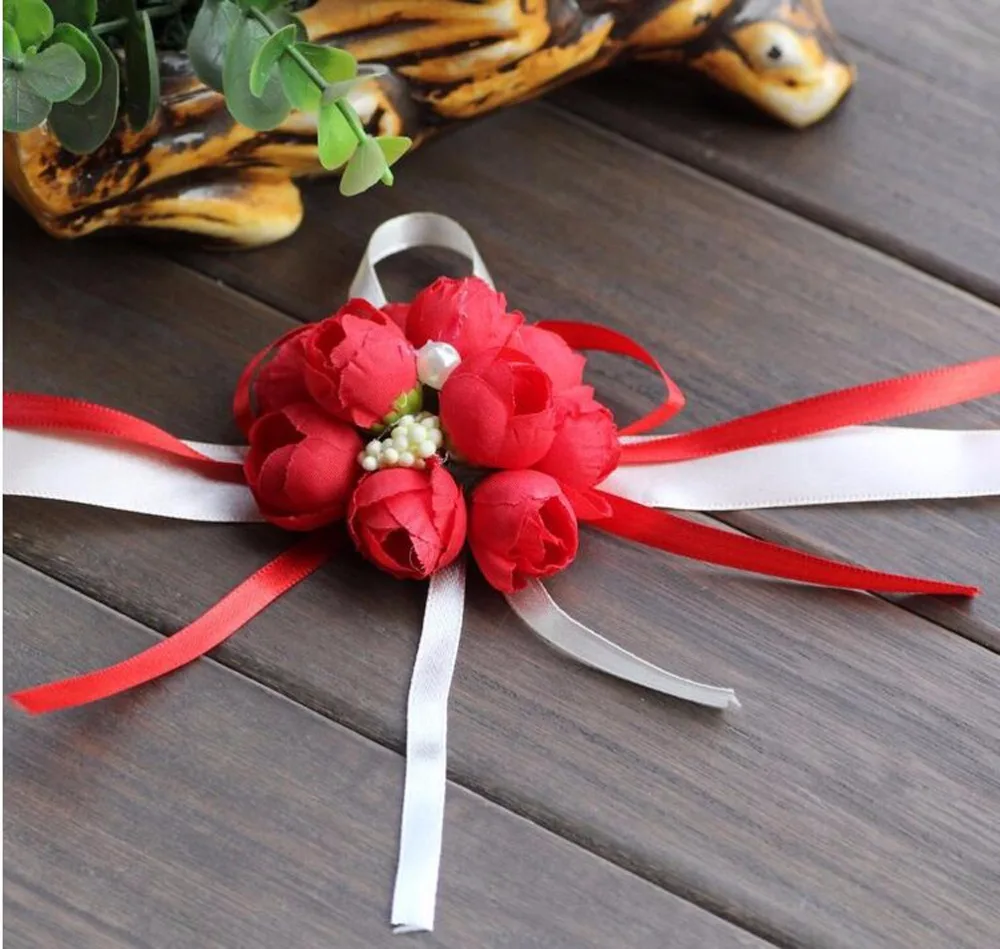 Ручной цветок декор для девочек невест корсаж на запястье Свадебный