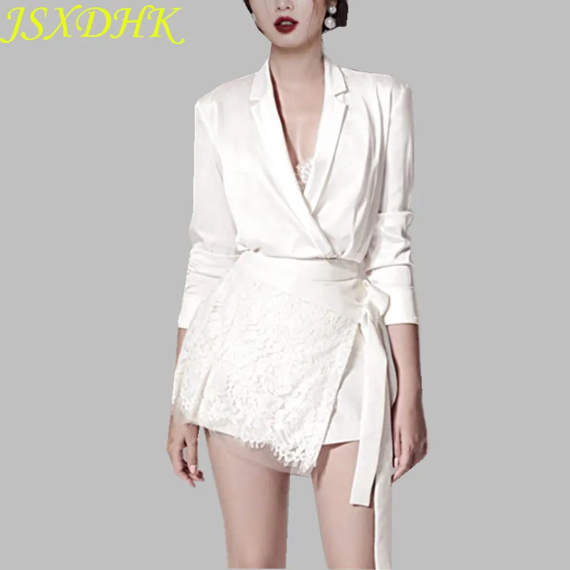 JSXDHK Весенняя женская комплект из 2 частей 2019 взлетно посадочной полосы белые