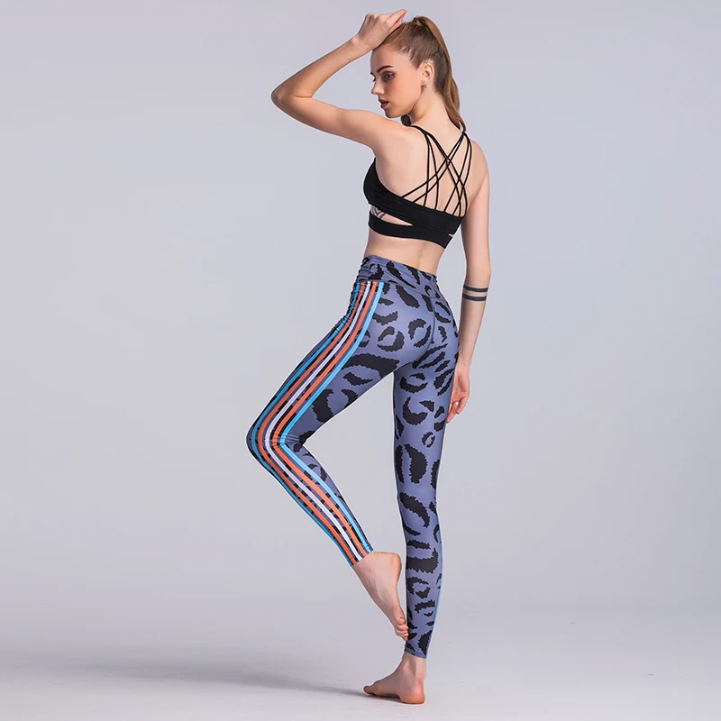 Kiss Striped Printed Fitness Women Pants Sexy Sportswear Running Bodybuilding Gym Leggings High Waist Yoga Pantalon Femme | Спорт и