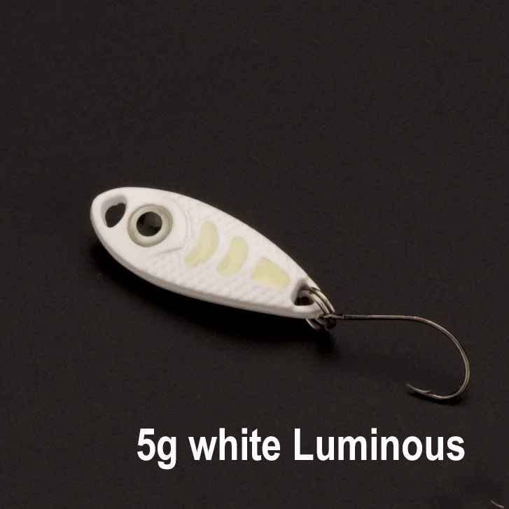 5g white Luminous Ложка рыболовные приманки 1,5g 3g 5g приманки металлические ложки с блестками, искусственная приманка isca карп рыбалка pesca бас воблер - Цвет: 5g white Luminous