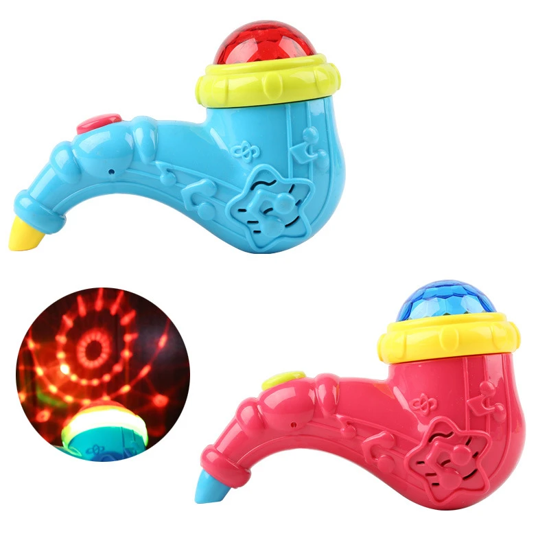 Новый милый Sax светодиодный сверкающий музыкальный игрушечный прожектор детей