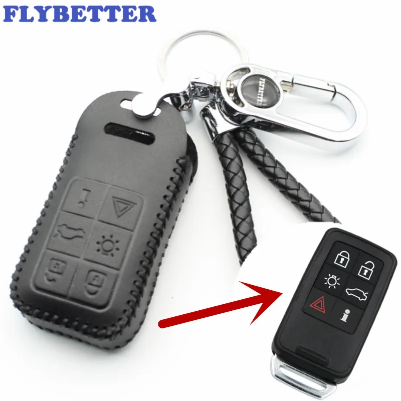 FLYBETTER натуральная кожа 6 смарт-Кнопка чехол для Volvo S60/S80/V60/XC60/XC70 бесключевого доступа стайлинга автомобилей(B) L2003