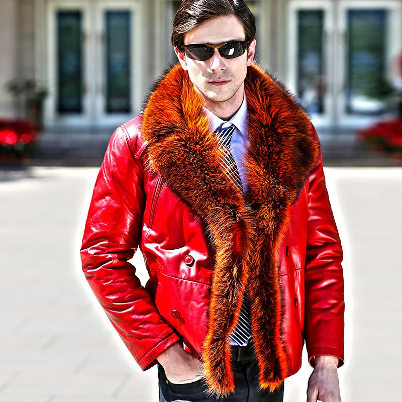 Роскошная Новинка 2020 зимняя модная мужская куртка из натуральной телячьей кожи с