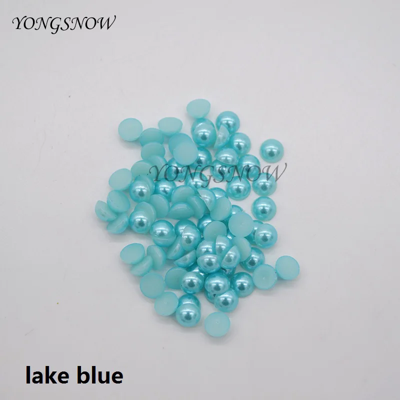 lake blue 100 шт./лот 6 мм Разноцветные Акриловые полукруглые плоские имитация жемчуга бусины для свадебной вечеринки украшения своими руками аксессуары - Цвет: lake blue
