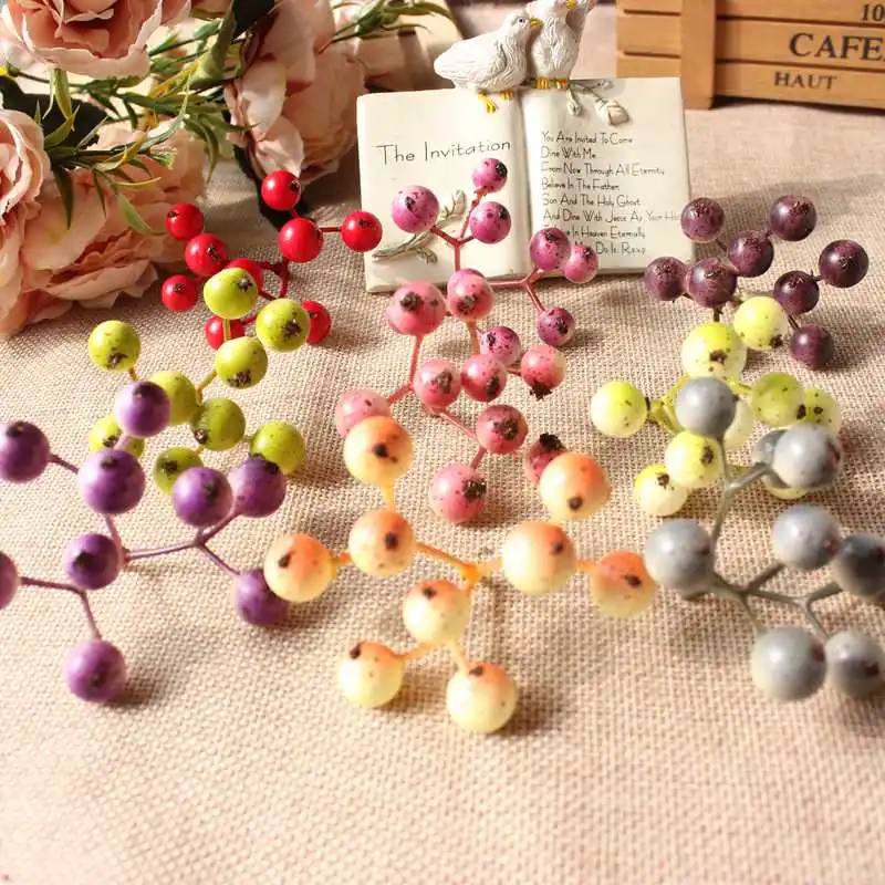 5 бусин из 9 искусственных ягод маленькие ягоды искусственные цветы разноцветные