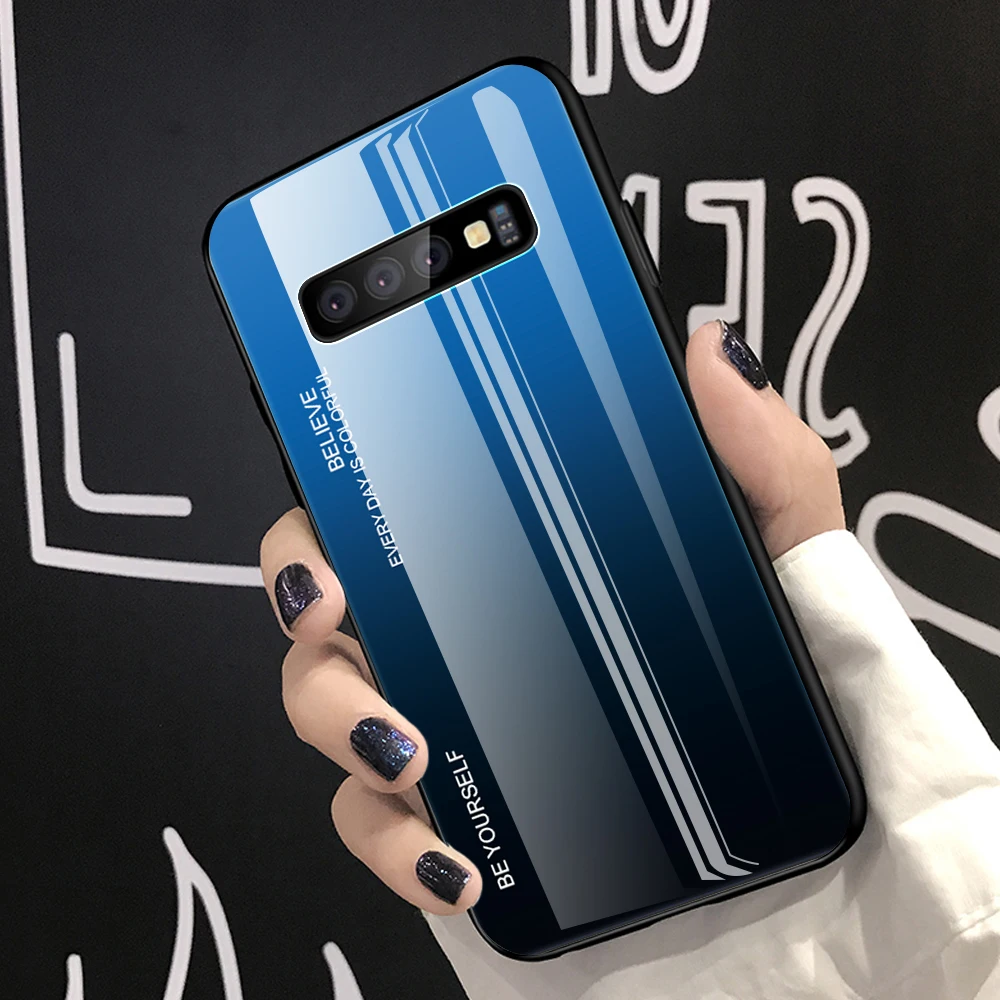 Градиентный чехол Aurora для Samsung Galaxy S10 10S G973 G973F из закаленного стекла SM-G973F SM-G973FD