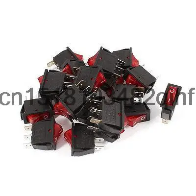 20 Шт. AC 15A/250 В 20A/125 3 Pin SPST Красный Светодиод Rocker Switch KCD3-102N | Обустройство дома
