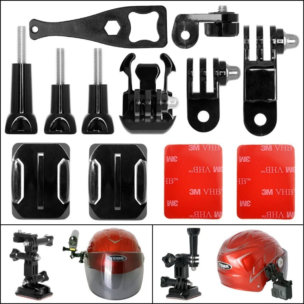 

12-in-1 Action Camera Helmet Side Mount Kit Adhesive Mount fr GoPro Helmet Mount