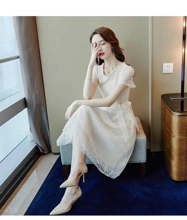 Маленькое свежее длинное платье летнее облегающее с талией новинка 2020