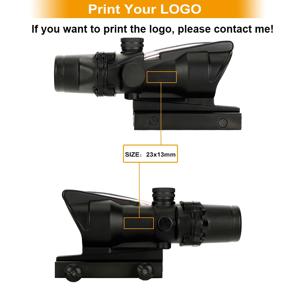 Print your logo ohhunt Охота 4X32 ACOG Настоящее волокно Riflecope BDC Chevron Подковообразная Сетка Тактические оптические прицелы для кал.223.308 Печать логотипа визир - Цвет: Print your logo