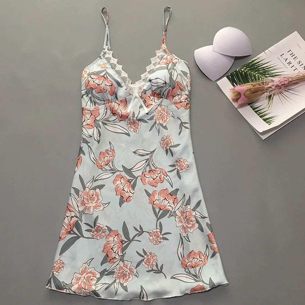 2019 женское сексуальное атласное шелковое вечернее платье для сна кружевное