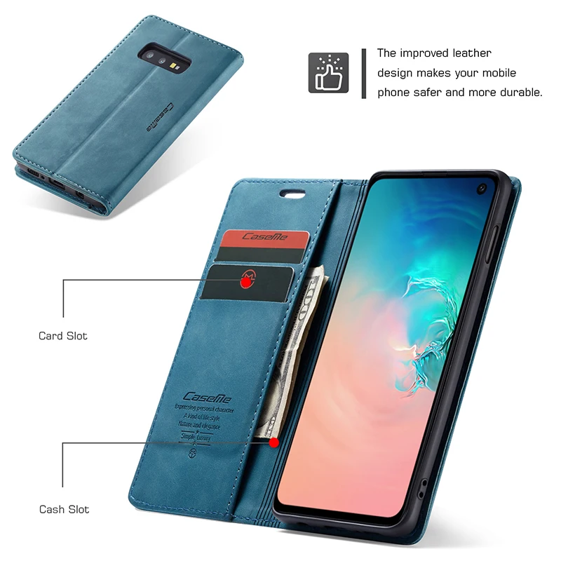 Роскошный Магнитный кожаный чехол для телефона, сумки для samsung S8 S9 S10 Note10 Plus 5G, винтажный флип-чехол для телефона Galaxy A30 A40 A50 A70