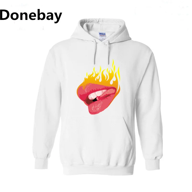 Donebay Сексуальные Горячие Губы Пламя Толстовки Кофты Hombres Fahion Хип-Хоп 2016 Мужчин И