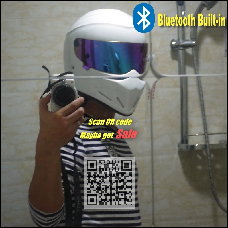 TopGear шлем Стига с Bluetooth Встроенный/белый Capacete Casco De красочным козырьком +