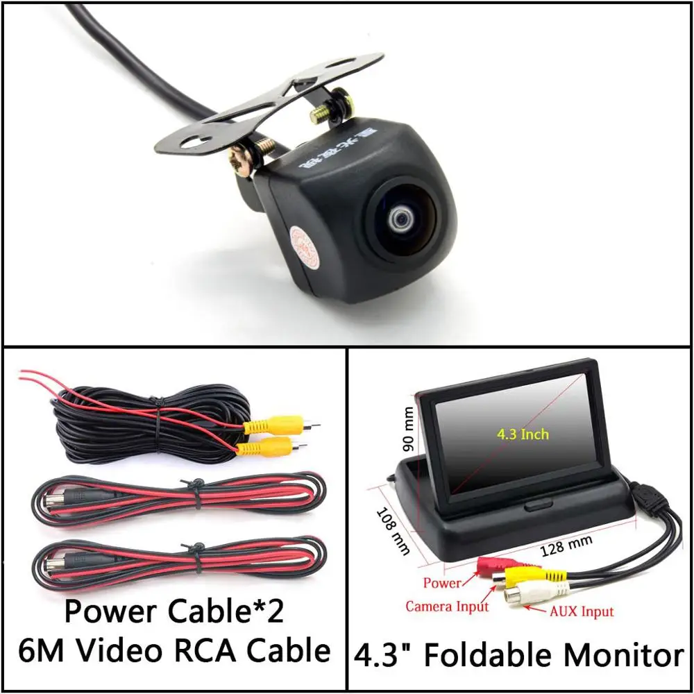 Cam N 4.3 inch Fold Owtosin 175 градусов Рыбий глаз объектив HD резервный обратный ночное видение камера заднего вида для парковки монитор - Название цвета: Cam N 4.3 inch Fold