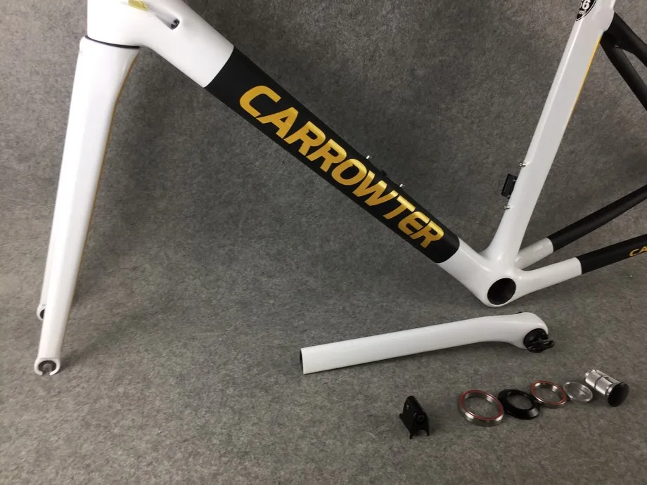 Золотой белый черный CARROWTER супер ультра легкий карбоновый дорожный велосипед рама велосипеда рамы углеродного волокна рамки ручной работы
