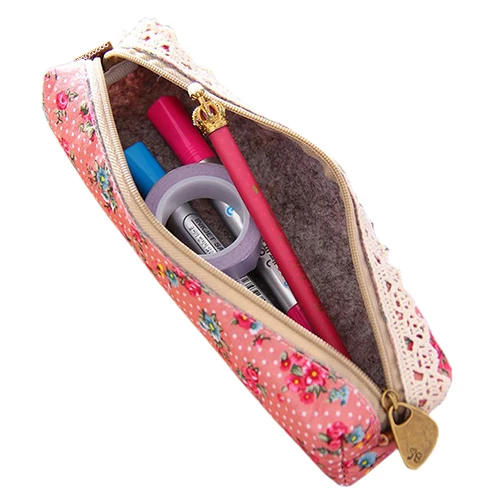 2016 мини цветок цветочные кружева карандаш пенал для ручек чехол косметического